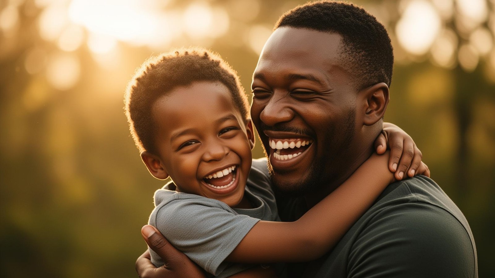 Father smiling with child